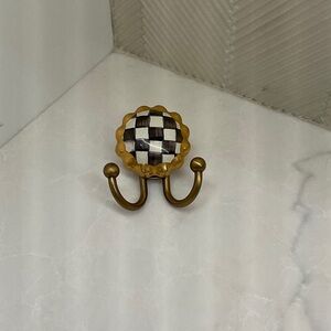 McKenzie Childs Gold and Black Checkered Wall Hook